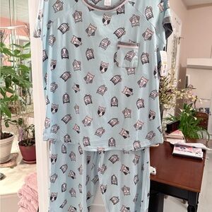 Ladies! Owl Print Pajamas - Blue